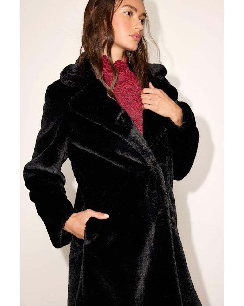 Lulus Black Tamron Faux Fur Longline Coat