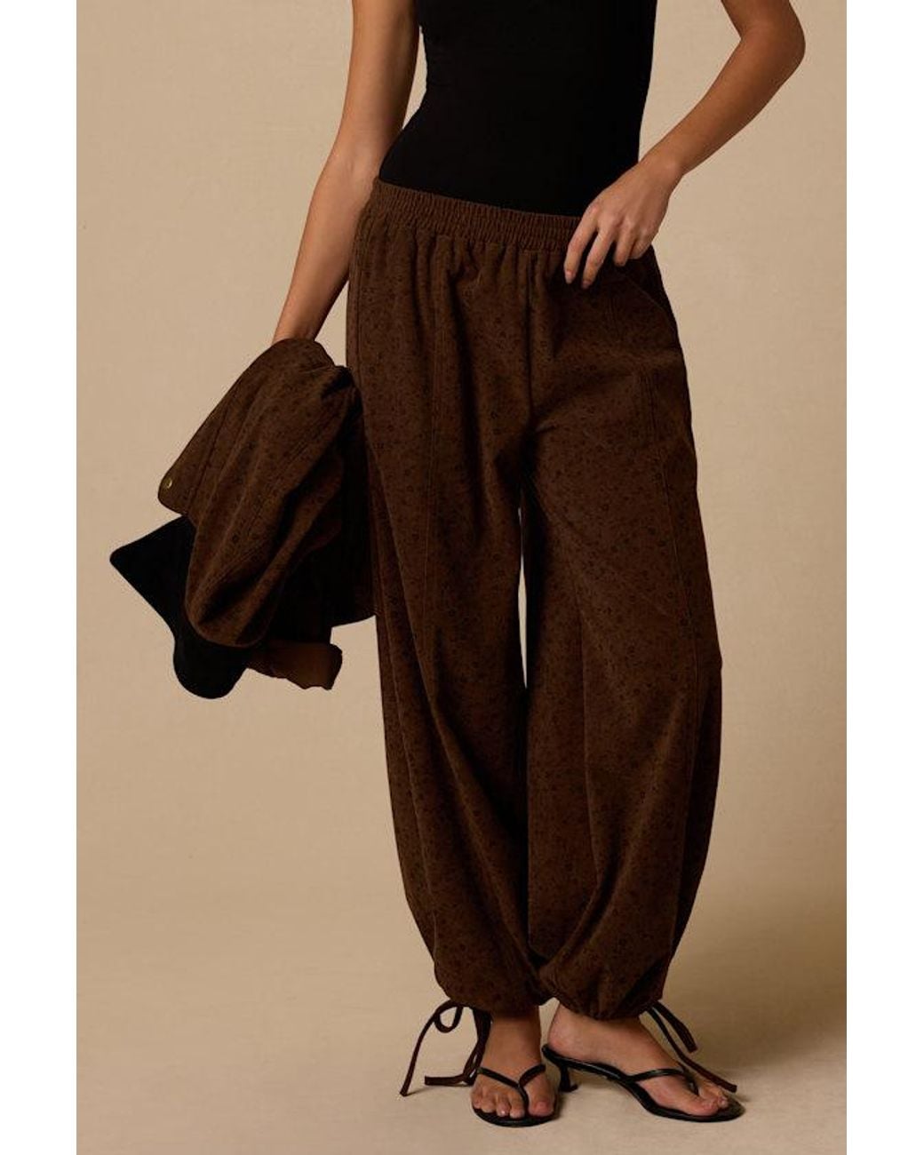 Lulus Natural Ashcraft Floral Corduroy Pants