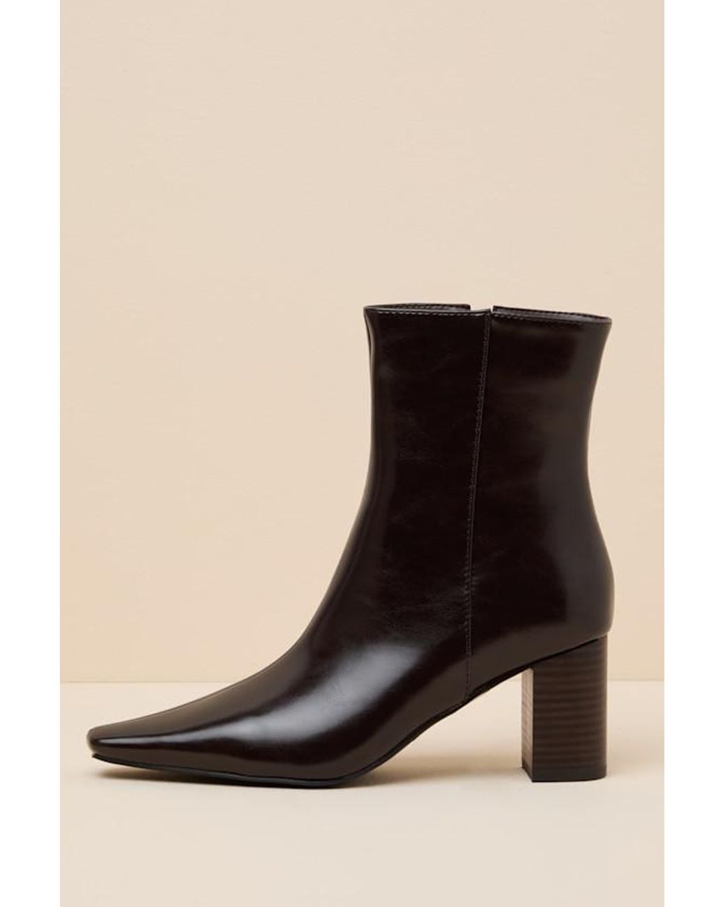 Billini Natural Norinne Chocolate Patent Ankle Boots