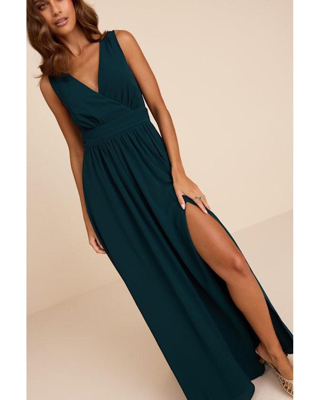 Lulus Blue Thoughts Of Hue Surplice Maxi Dress