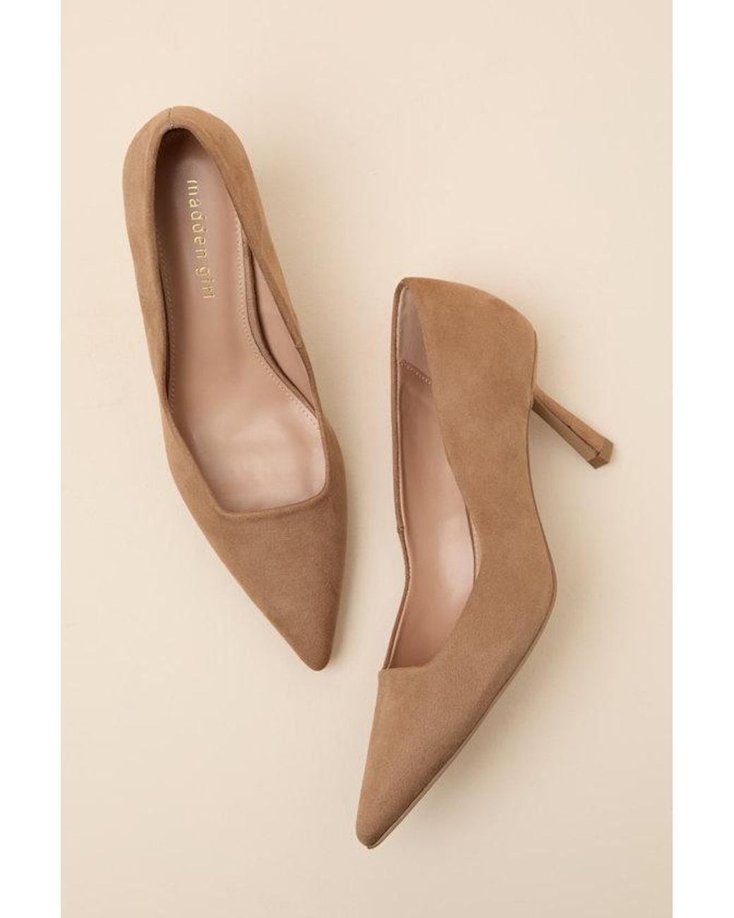 Madden Girl Natural Grovvee Suede Pointed-Toe Pumps