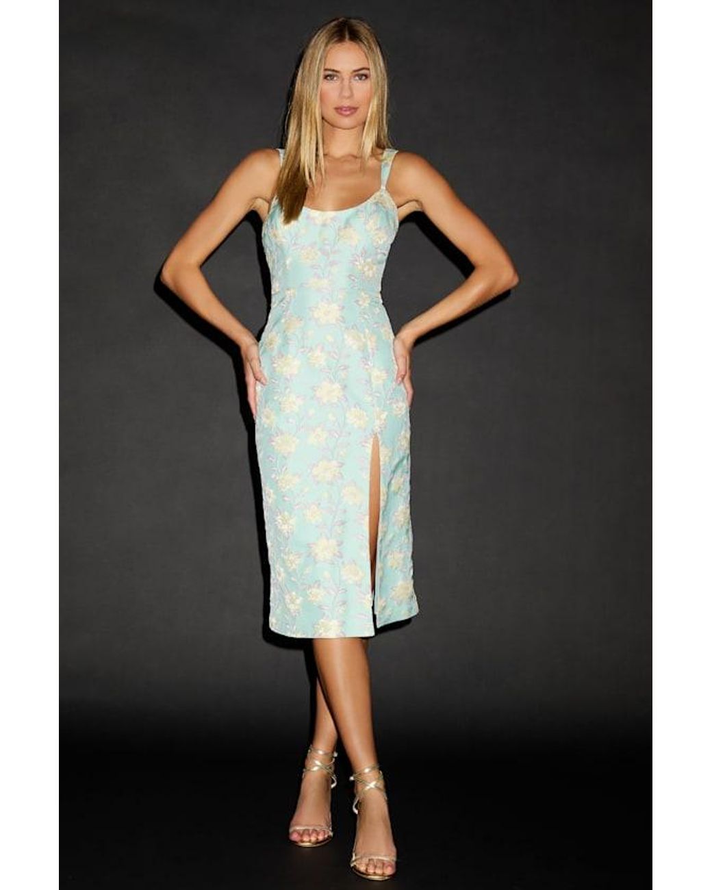 Lulus Multicolor Immaculate Chicness Floral Brocade Midi Dress