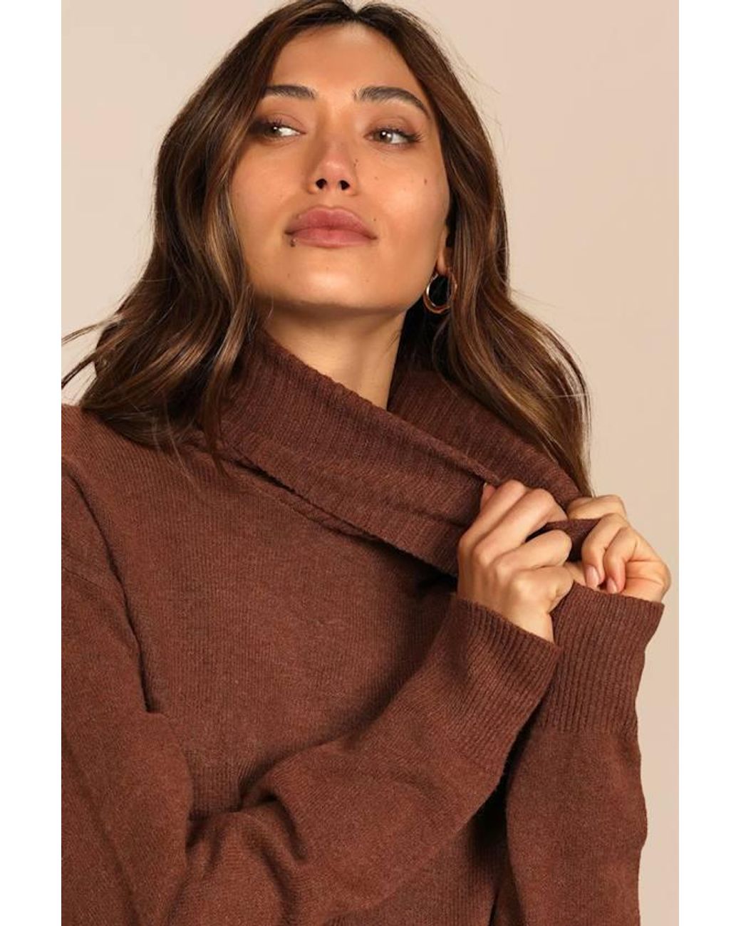 Lulus Brown Amazing Memories Turtleneck Sweater