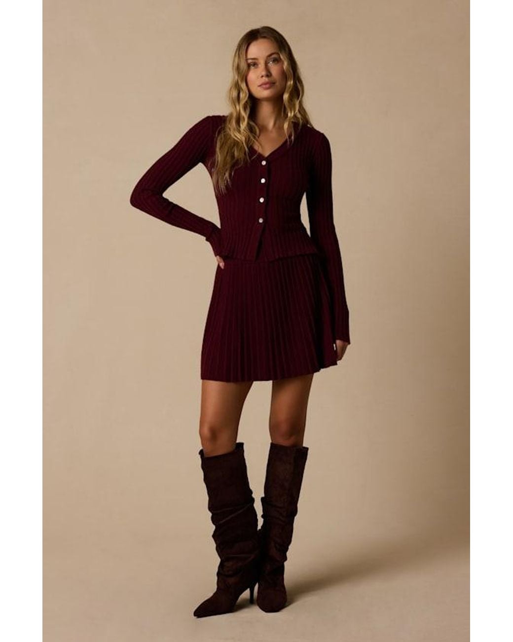 Lulus Red Belmont Two-Piece Sweater Dress