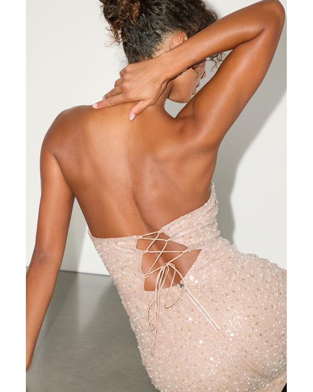 Lulus Vivacious Lace-Up Strapless Mini Dress | Lyst