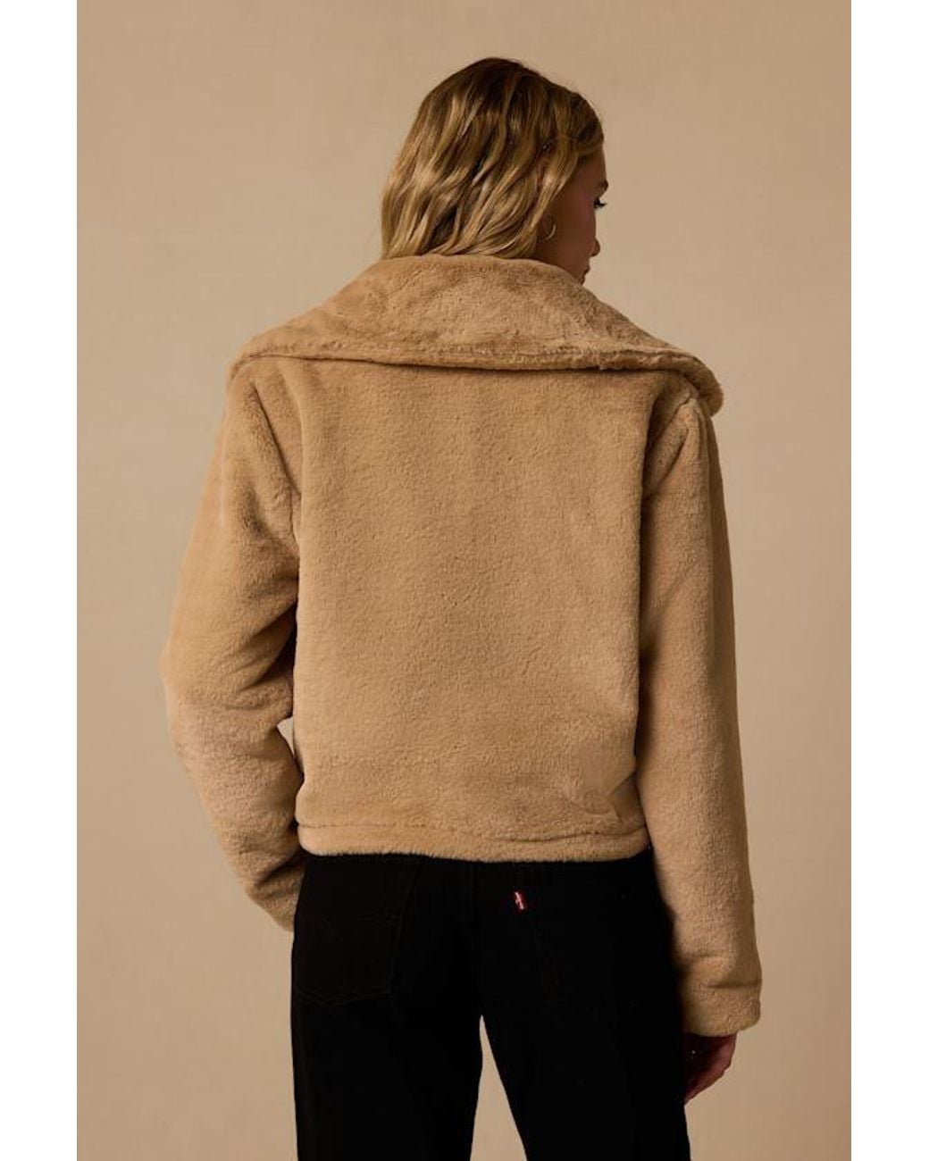 Lulus Natural Cuddly Sensation Faux Fur Cropped Jacket