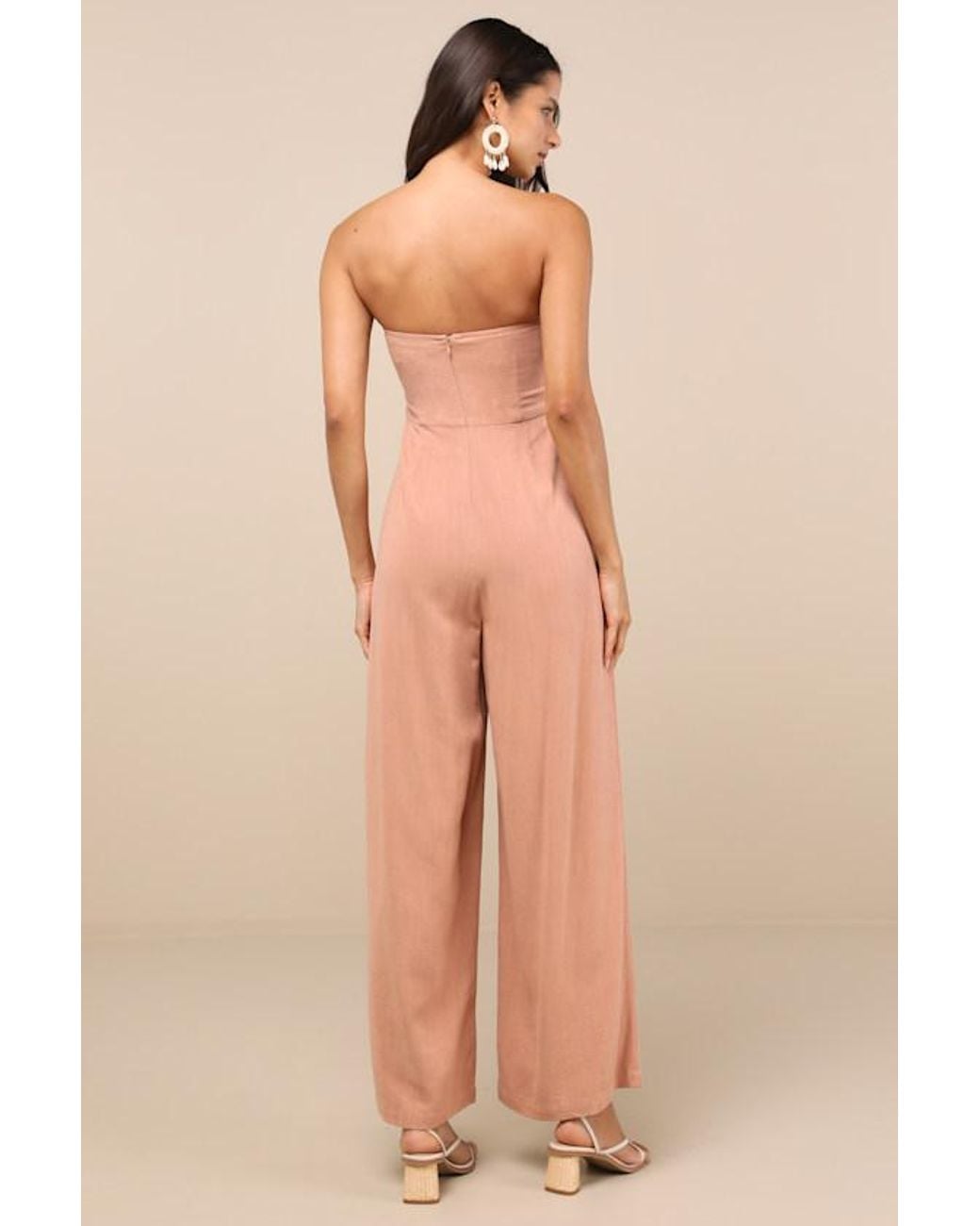 Lulus Natural Breezy Essential Linen Wide-Leg Jumpsuit