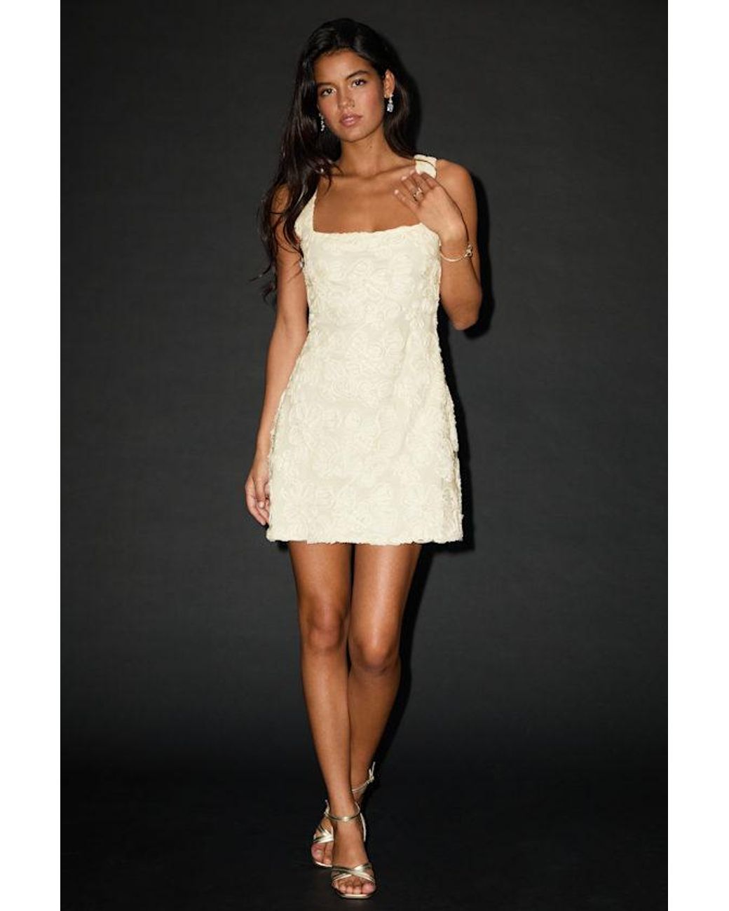Lulus Black Evara Floral Applique A-Line Mini Dress