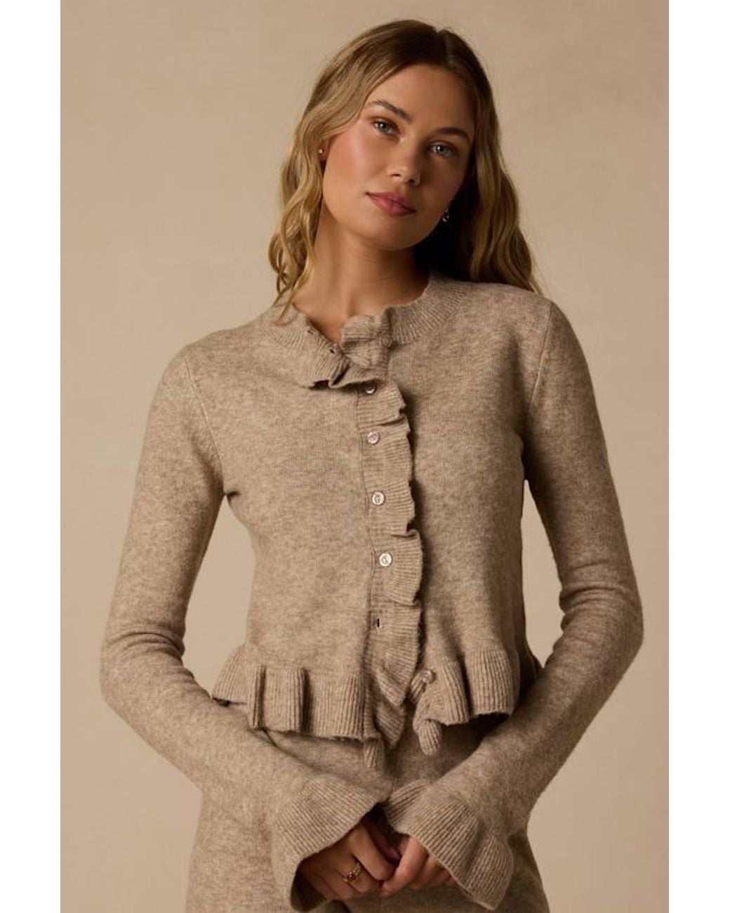 Lulus Brown Cozy Moments Ruffled Sweater Top