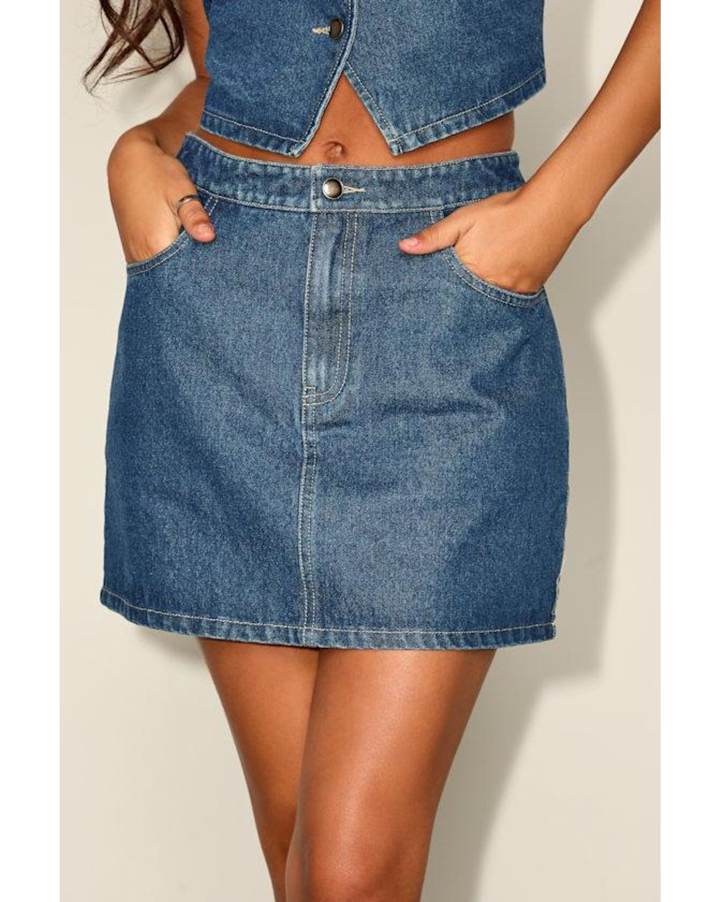 Lulus Blue Dayton Medium Wash Denim Mini Skirt