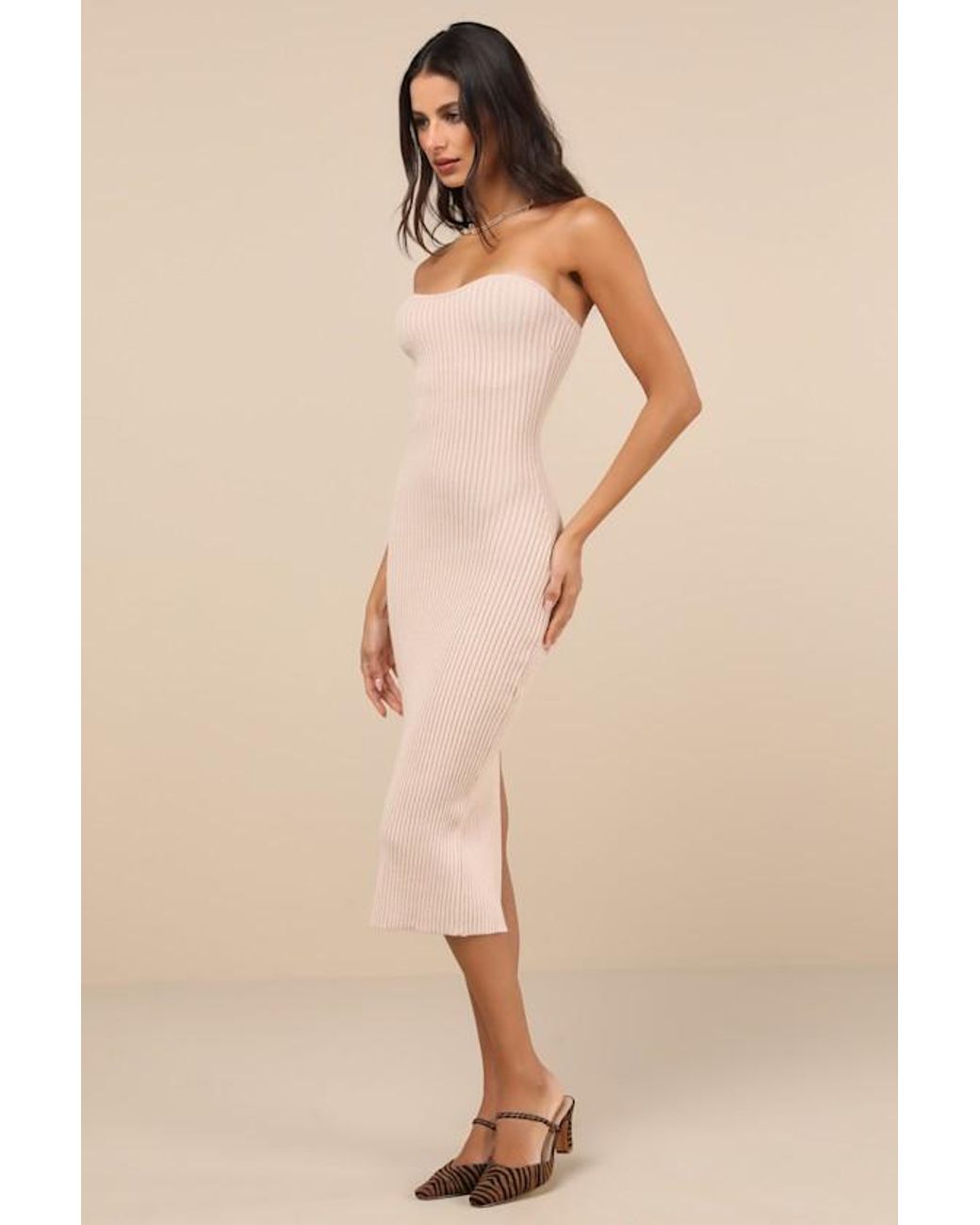 Lulus Natural Autumn Aura Ribbed Two-Piece Sweater Dress