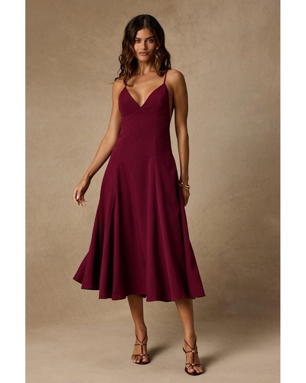 Lulus Red Oraya Tie-Back Midi Dress