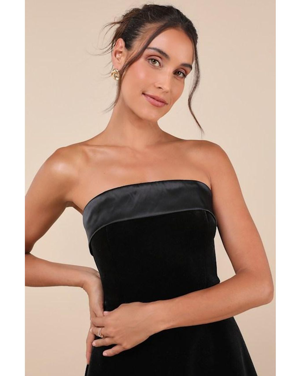 Lulus Black Captivating Admiration Velvet Strapless Mini Dress