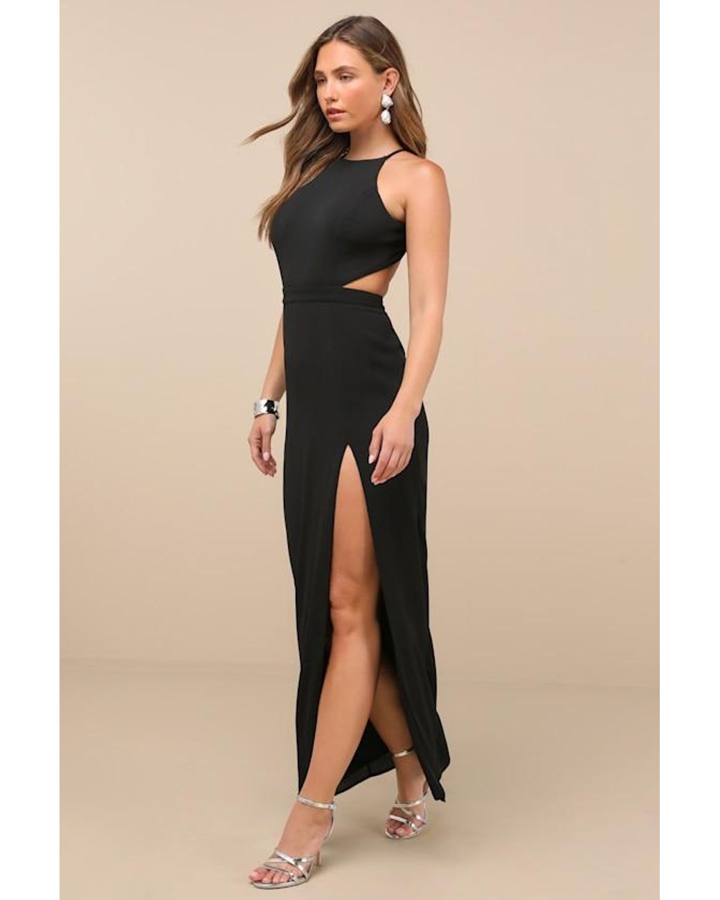 Lulus Blue Nettie Halter Backless Maxi Dress