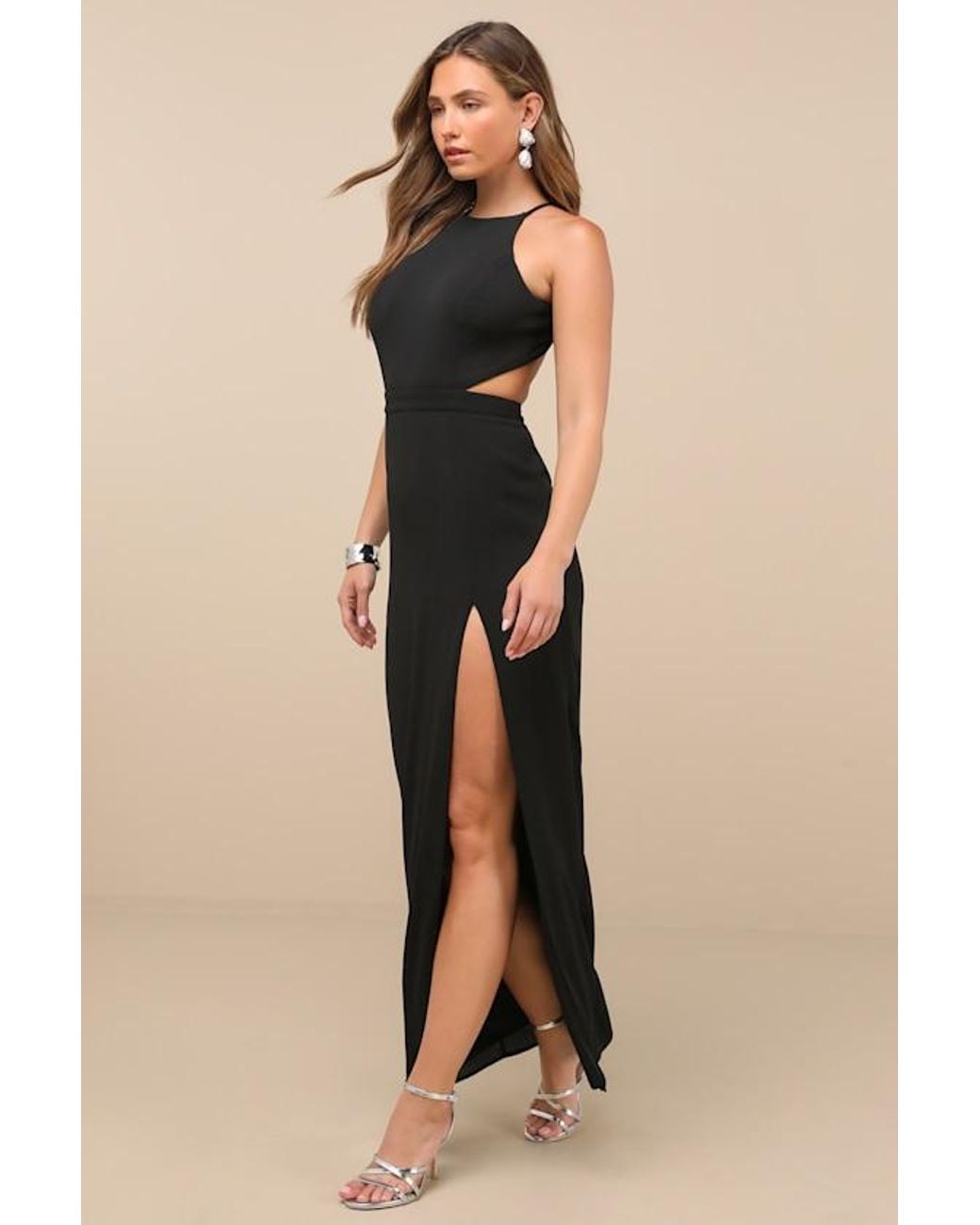 Lulus Nettie Halter Backless Maxi Dress in Blue | Lyst