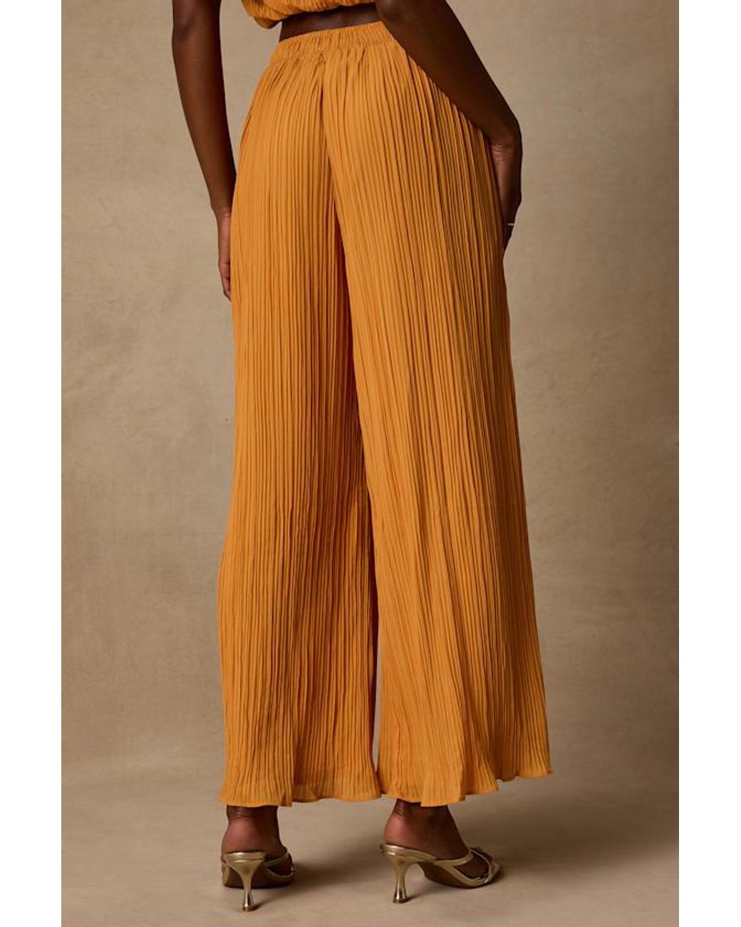 Lulus Orange Nikaia Light Plisse Wide-Leg Pants