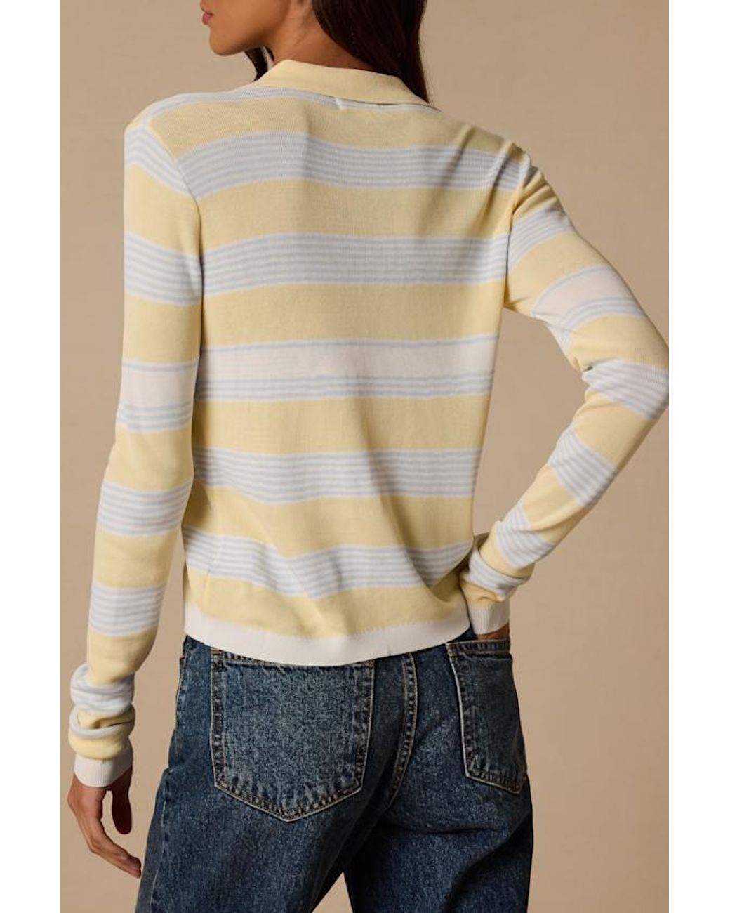 Lulus Blue Nelly Striped Button-Up Knit Top