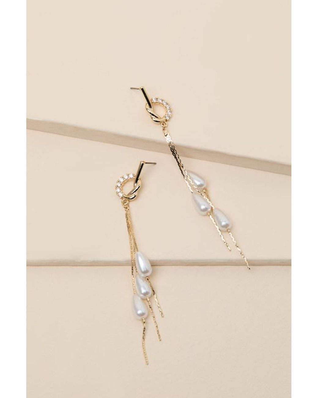 Lulus Natural Lark Pearl Drop Earrings