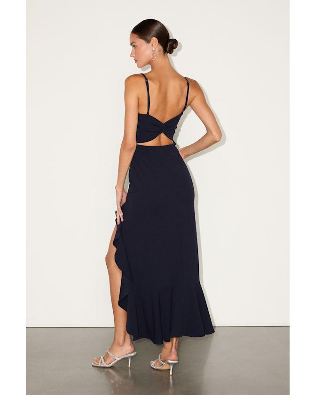 Lulus Blue Iveta Cutout Ruffled Sleeveless Midi Dress