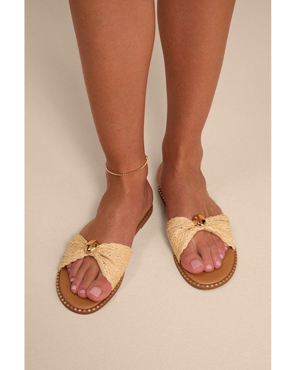 Lulus Natural Robby Raffia Slide Sandals