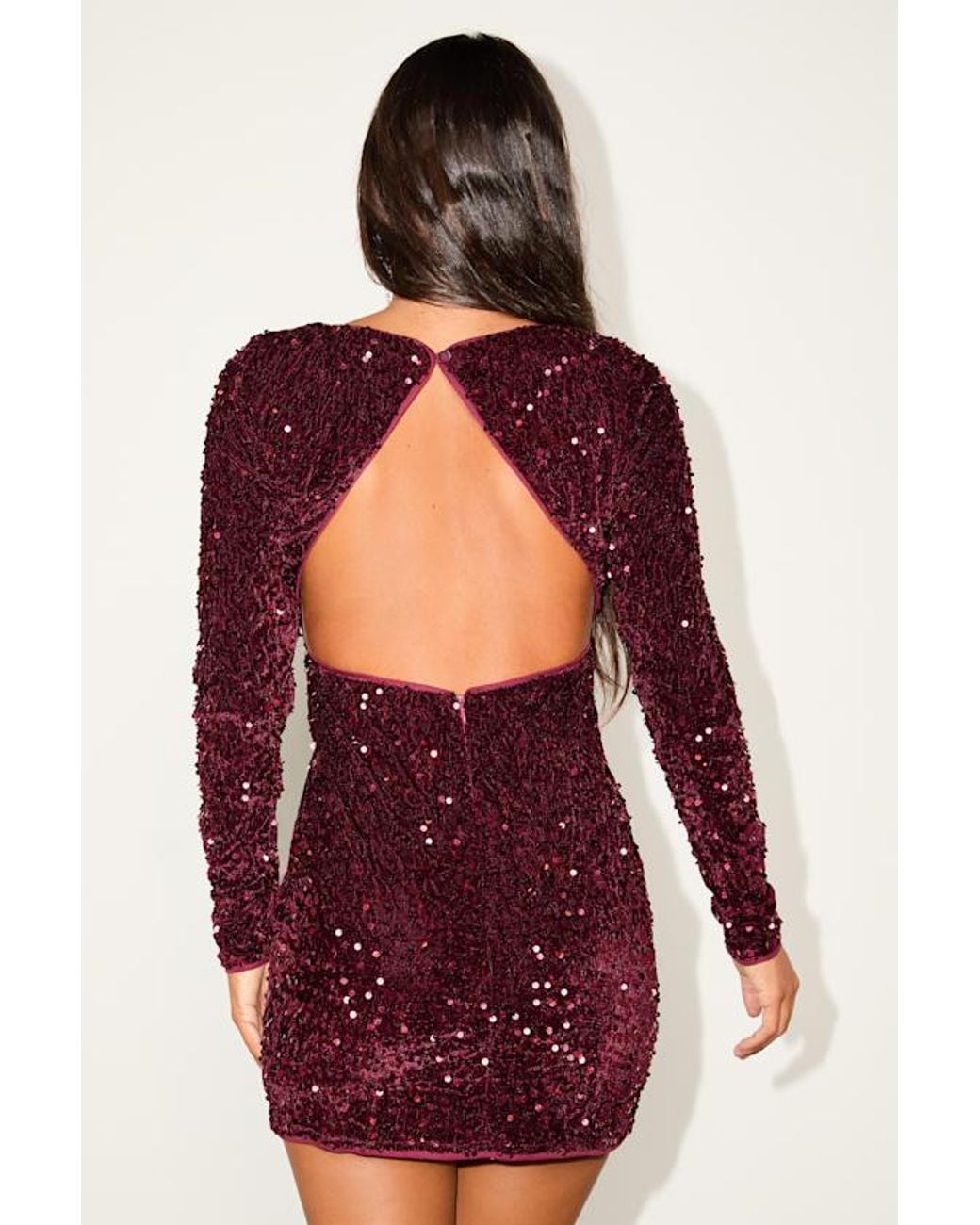 Lulus Red Marvelous Radiance Sequin Cutout Long Sleeve Mini Dress
