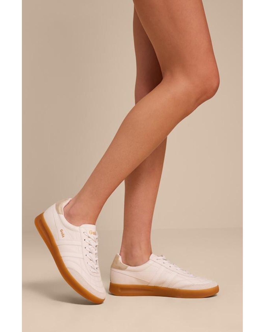 Gola Natural Stadia And Leather Lace-Up Sneakers