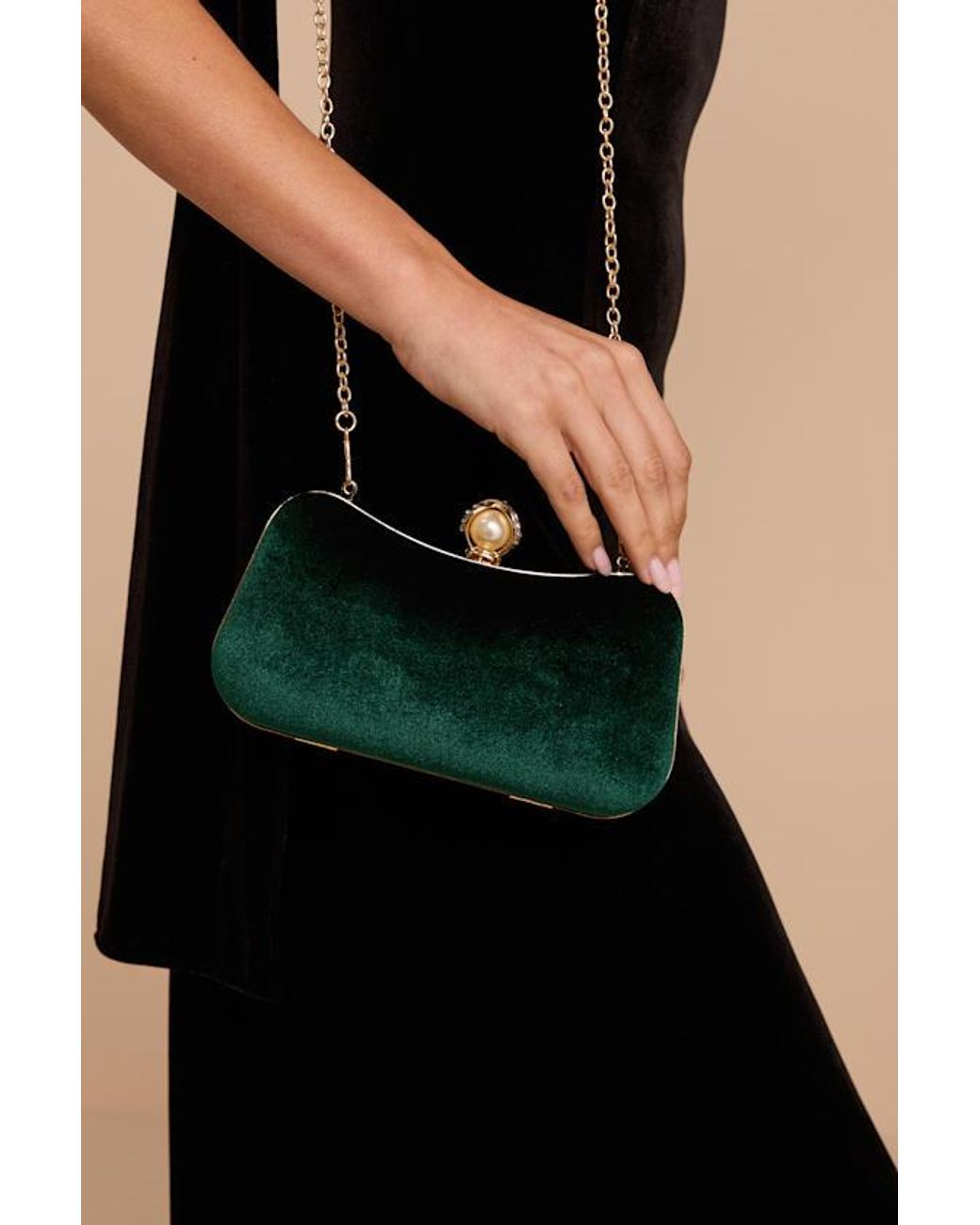 Lulus Black Date Night Velvet Clutch
