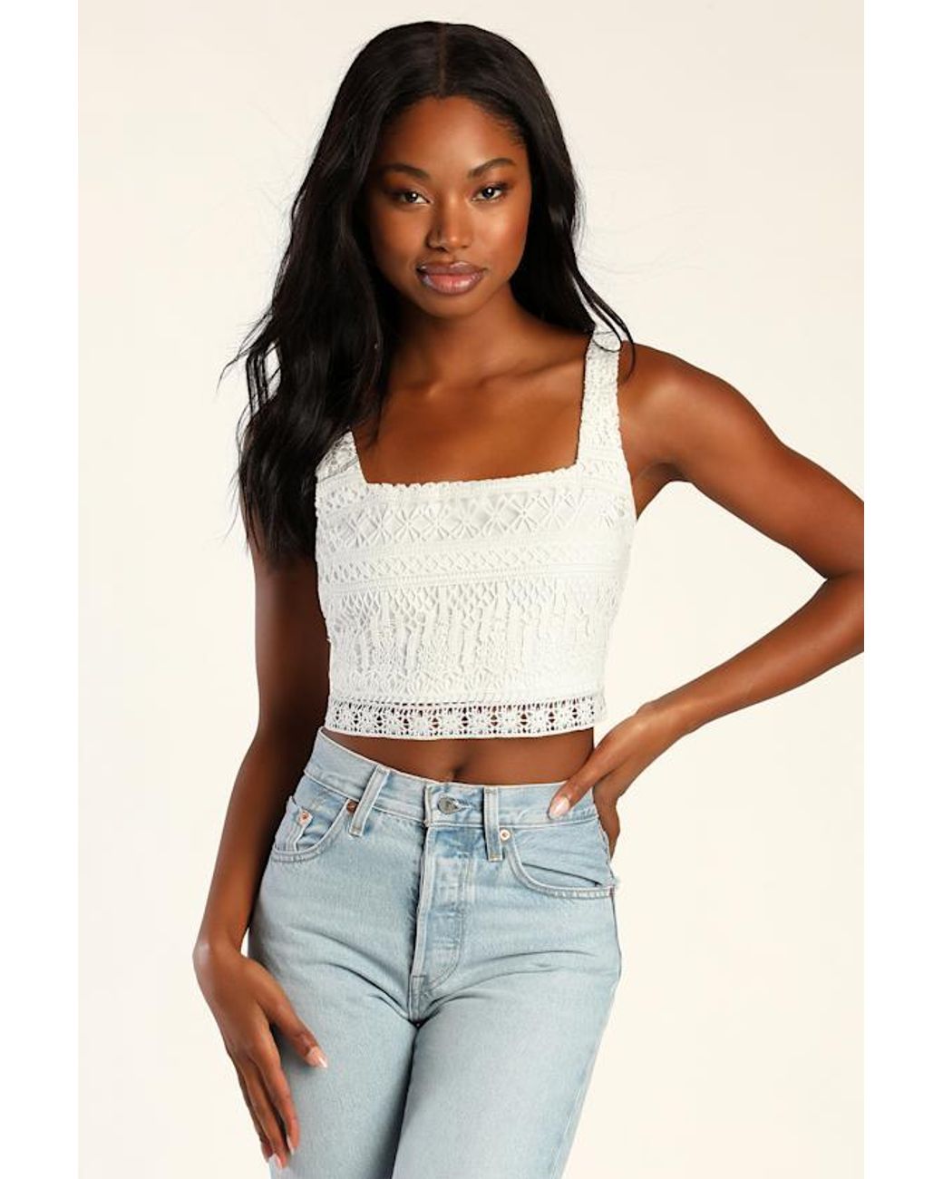 Lulus White Romance Forever Crochet Lace Crop Top
