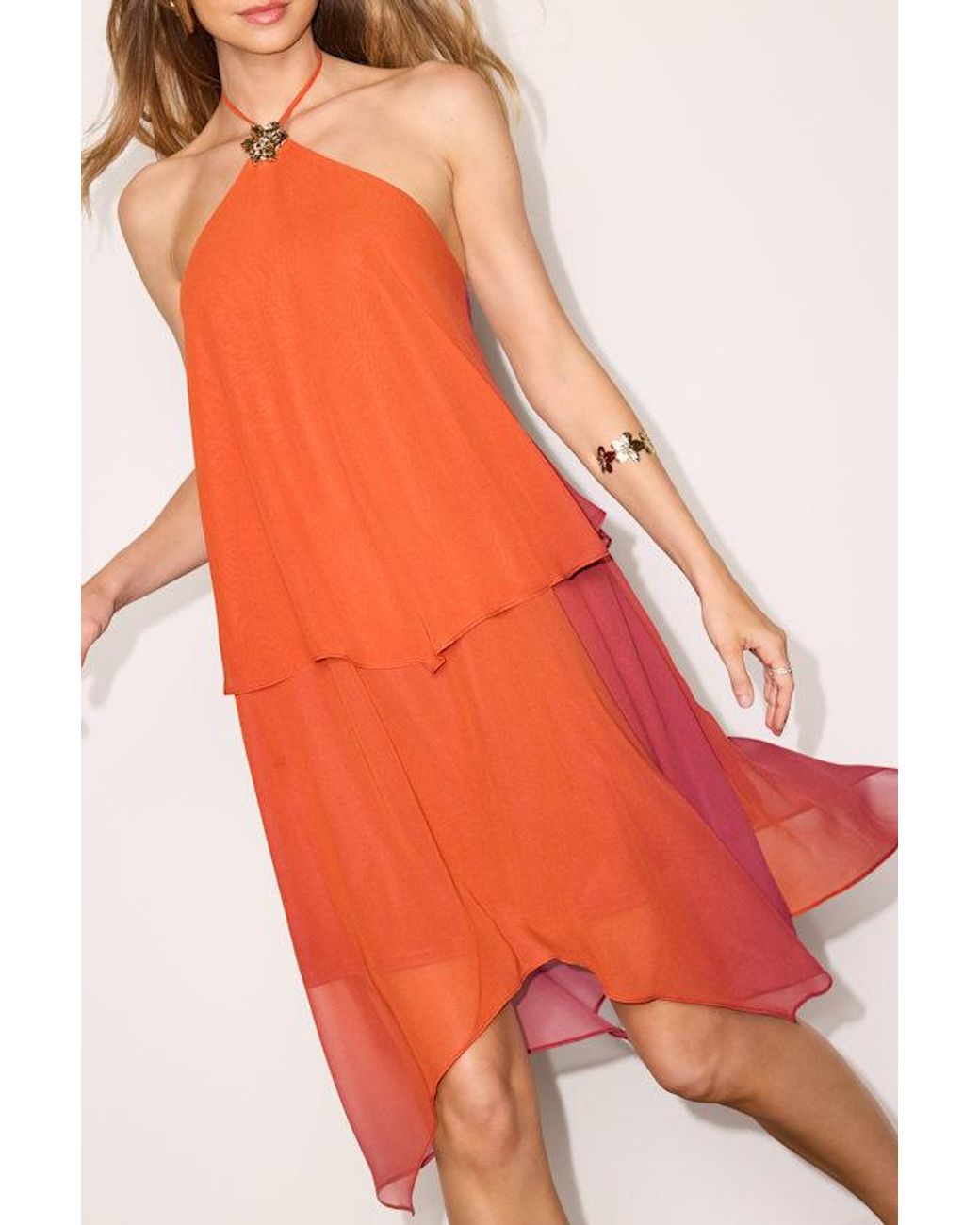 Lulus Midsummer And Ombre Tiered Mini Dress