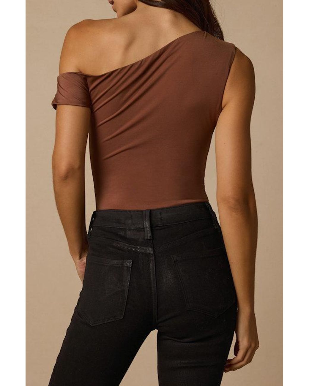Lulus Black Lulah Slinky Knit Asymmetrical Bodysuit