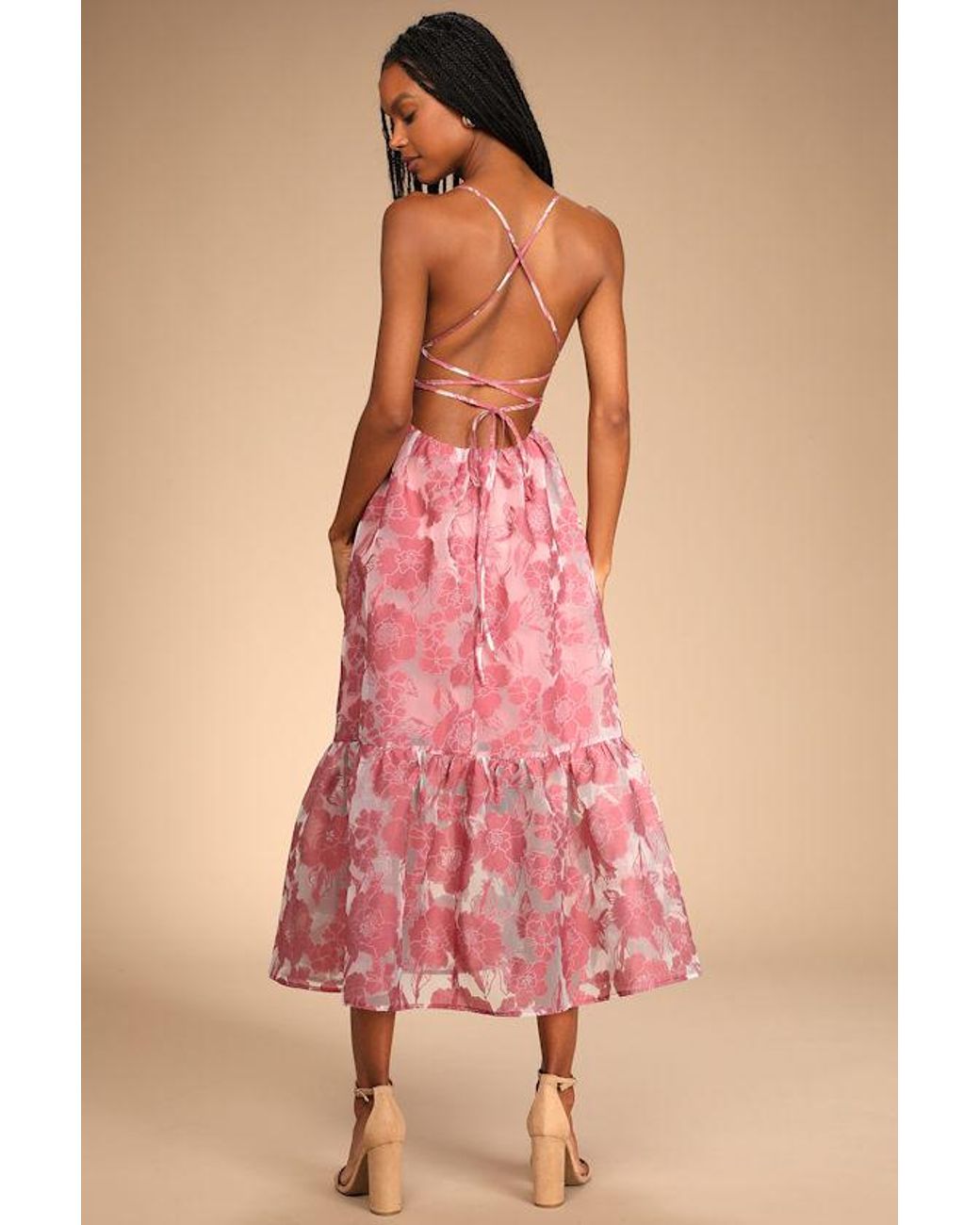 chinese dress ladies Baltic Born Womens Fabian Jacquard Midi Dress | Dusty Mauve Multi main image 1