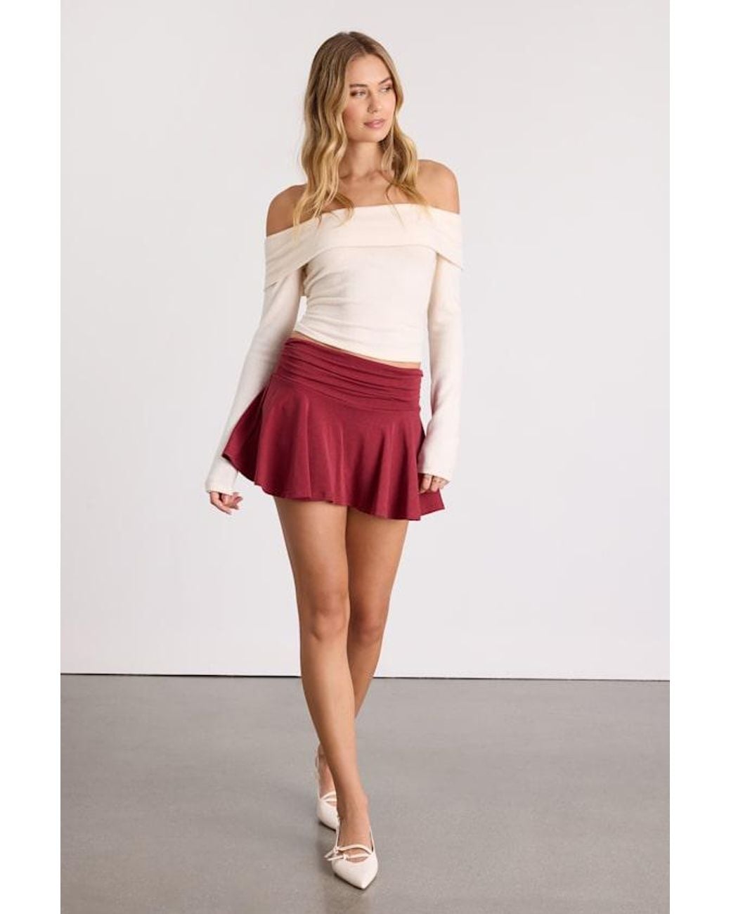 Lulus Red Celida Rusty Rose Jersey Knit Low-Rise Micro Mini Skort
