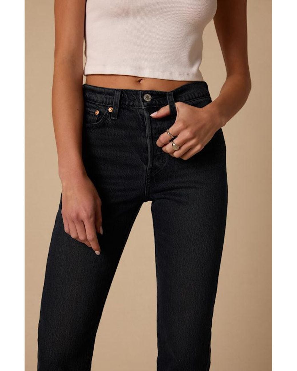 Levi's Natural Wedgie Straight High-Rise Cropped Jeans