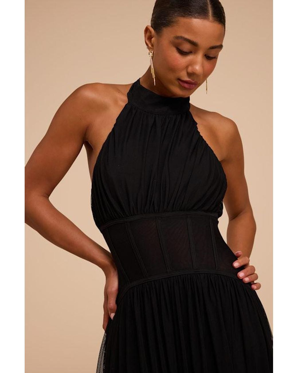 Lulus Black Lenora Halter Maxi Dress