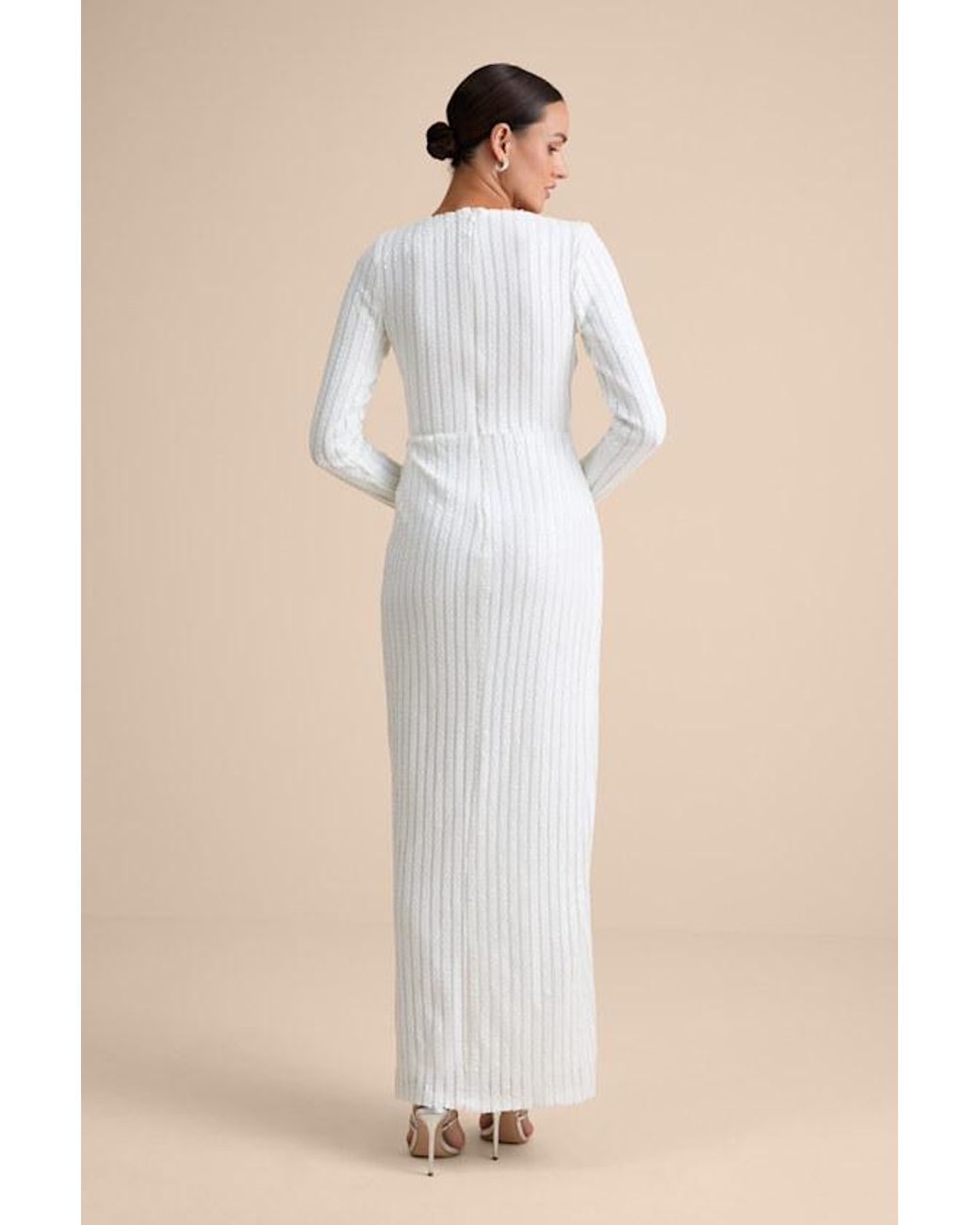 Lulus Natural Love Lasts Forever Sequin Long Sleeve Maxi Dress