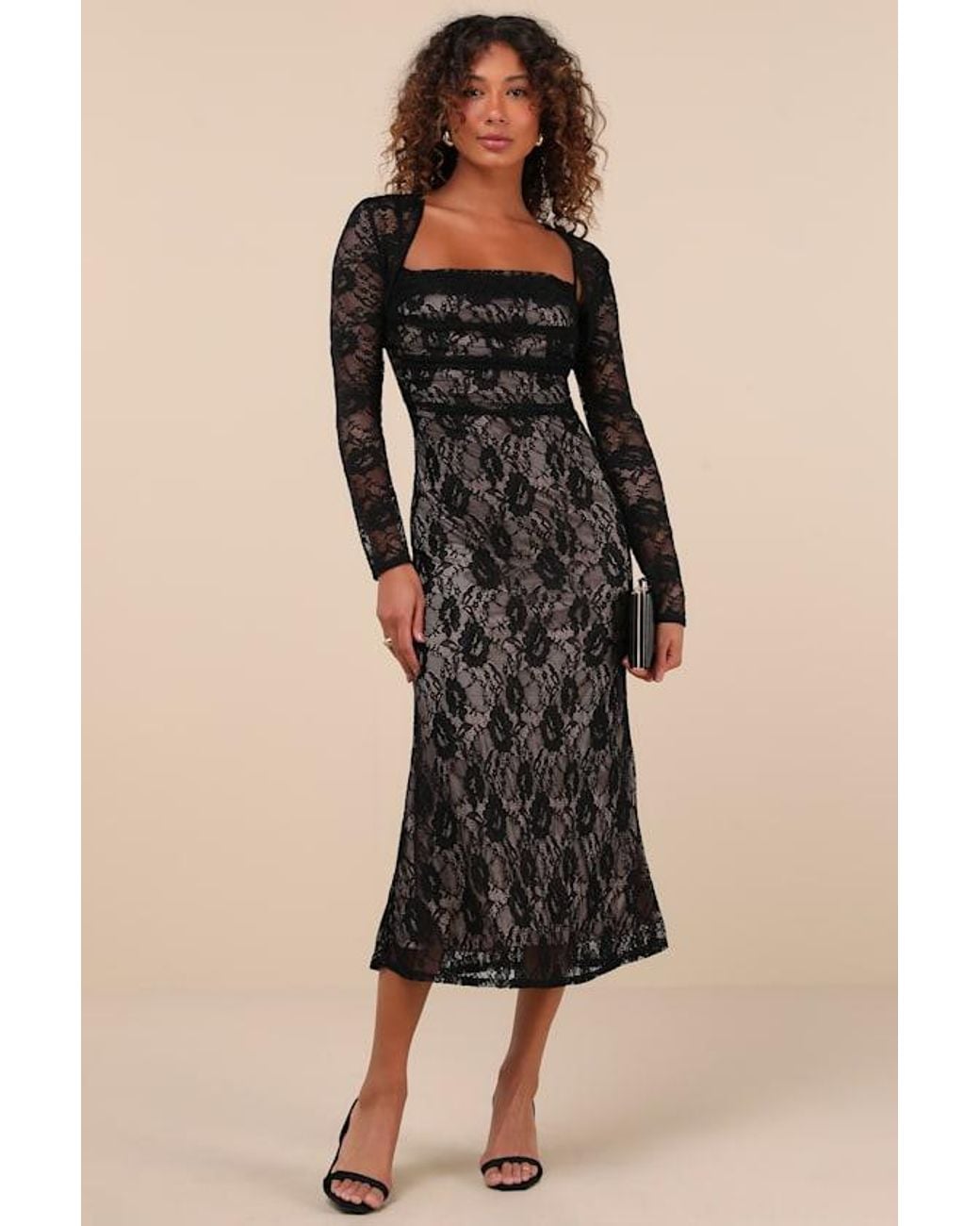 maxi lace up dress Textured 3/4 Sleeve Lace-Up Maxi Dress main image 0