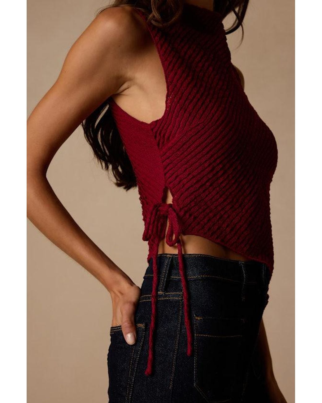 Lulus Red Kye Crochet Lace Asymmetrical Tank Top