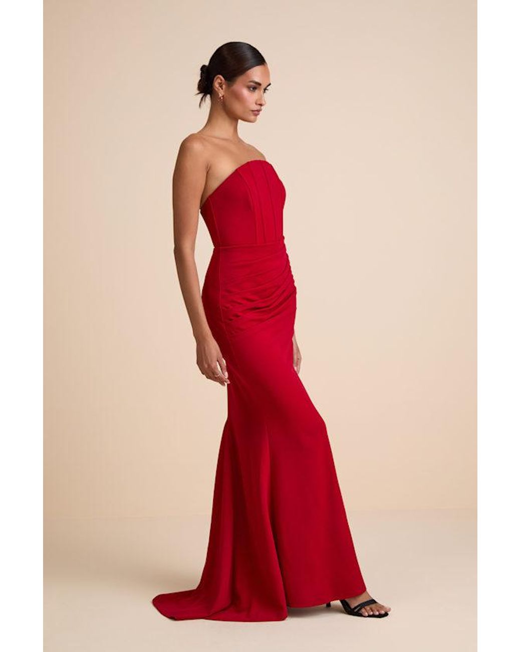 Lulus Red Laney Strapless Corset Maxi Dress