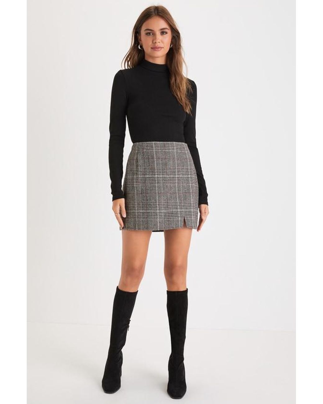 Plaid mini skirt lulus sale