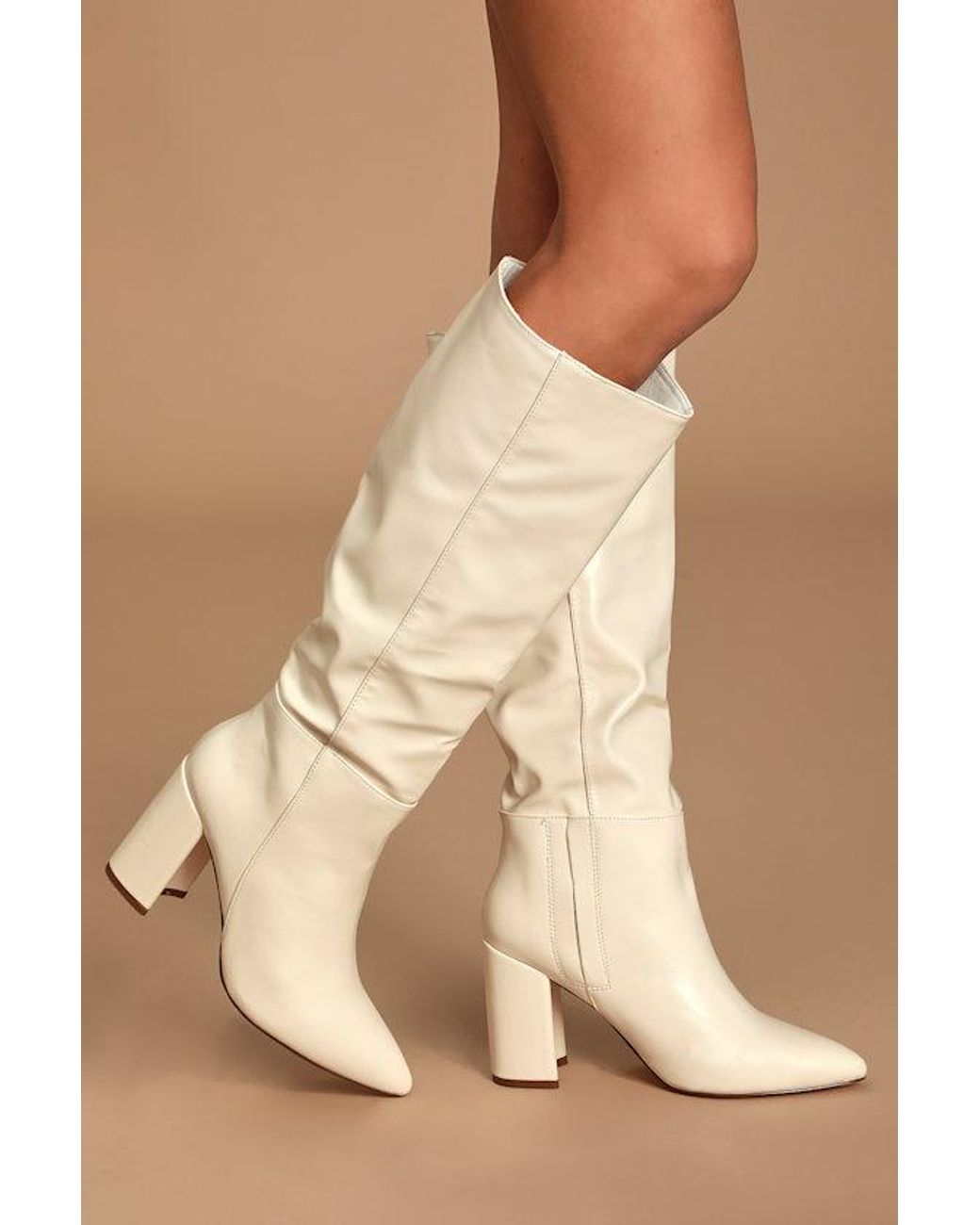 Lulus Natural Katari Off Pointed-Toe Knee High Boots