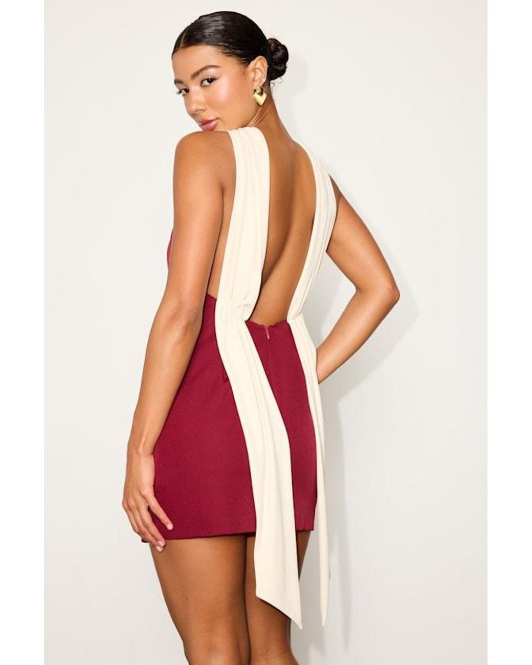 navy blue dress for baby girl Sexy Metal Chain Long Sleeve Scoop Backless Bodycon Short Dress on Luulla