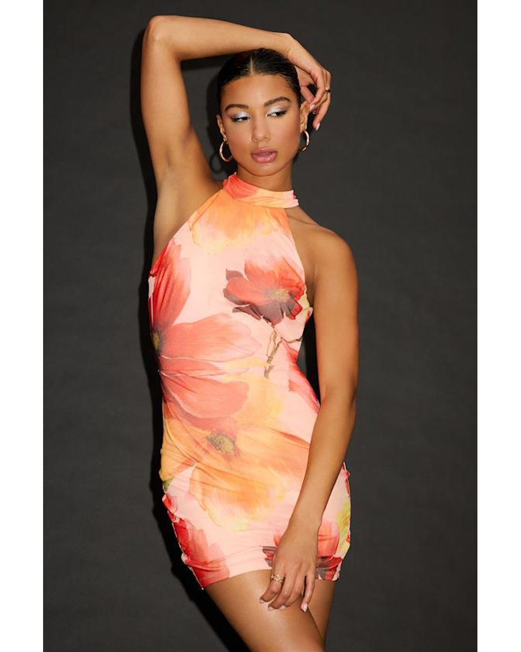Lulus Black Siranda Multi Floral Mesh Backless Mini Dress