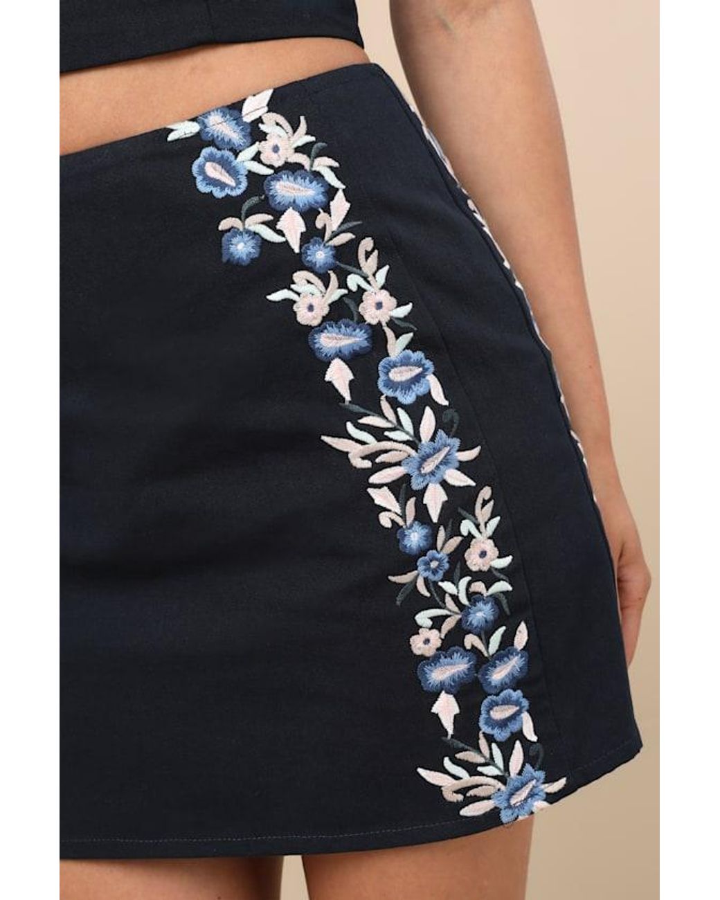 Lulus Black Rosabella Floral Embroidered Two-Piece Mini Dress