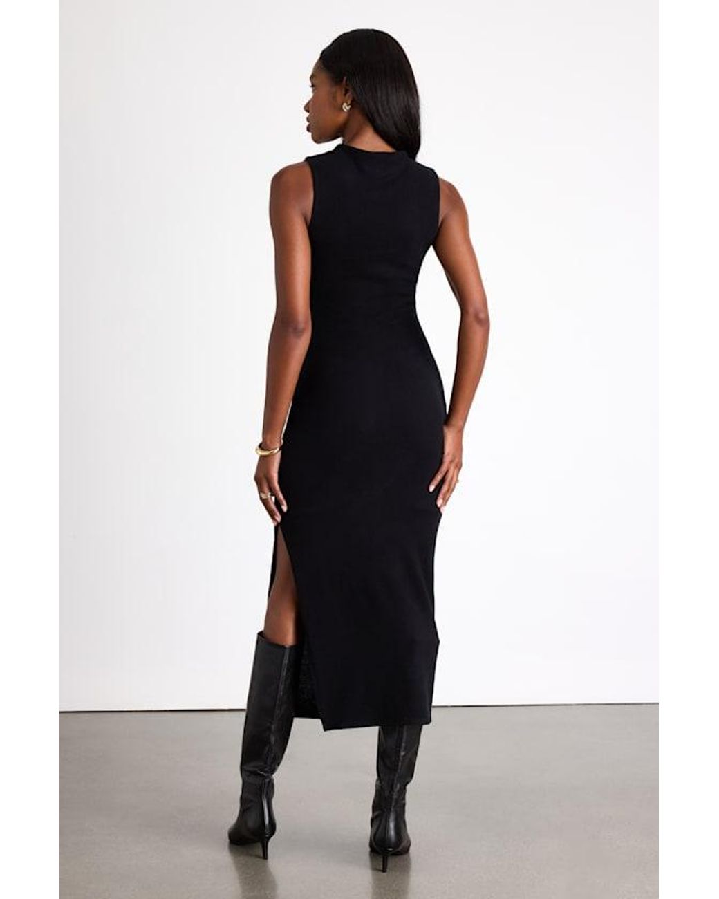 Lulus Black Zephine Sleeveless Sweater Midi Dress