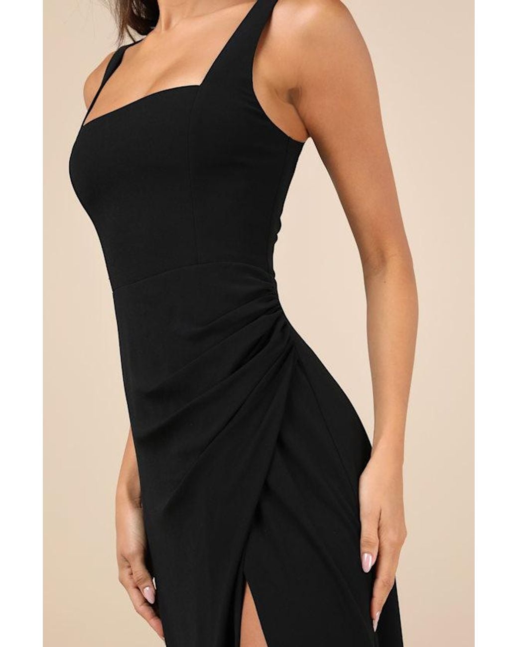 Lulus Black Glamorous Disposition Ruched Maxi Dress