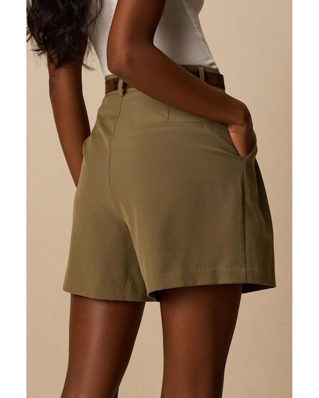 Lulus Natural Sharise Pleated High-Rise Shorts