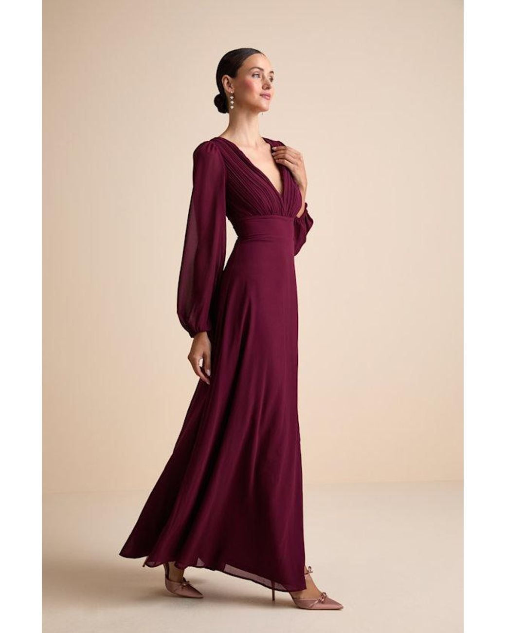 Lulus Purple Marvelous Affair Pleated Lace-Up Maxi Dress