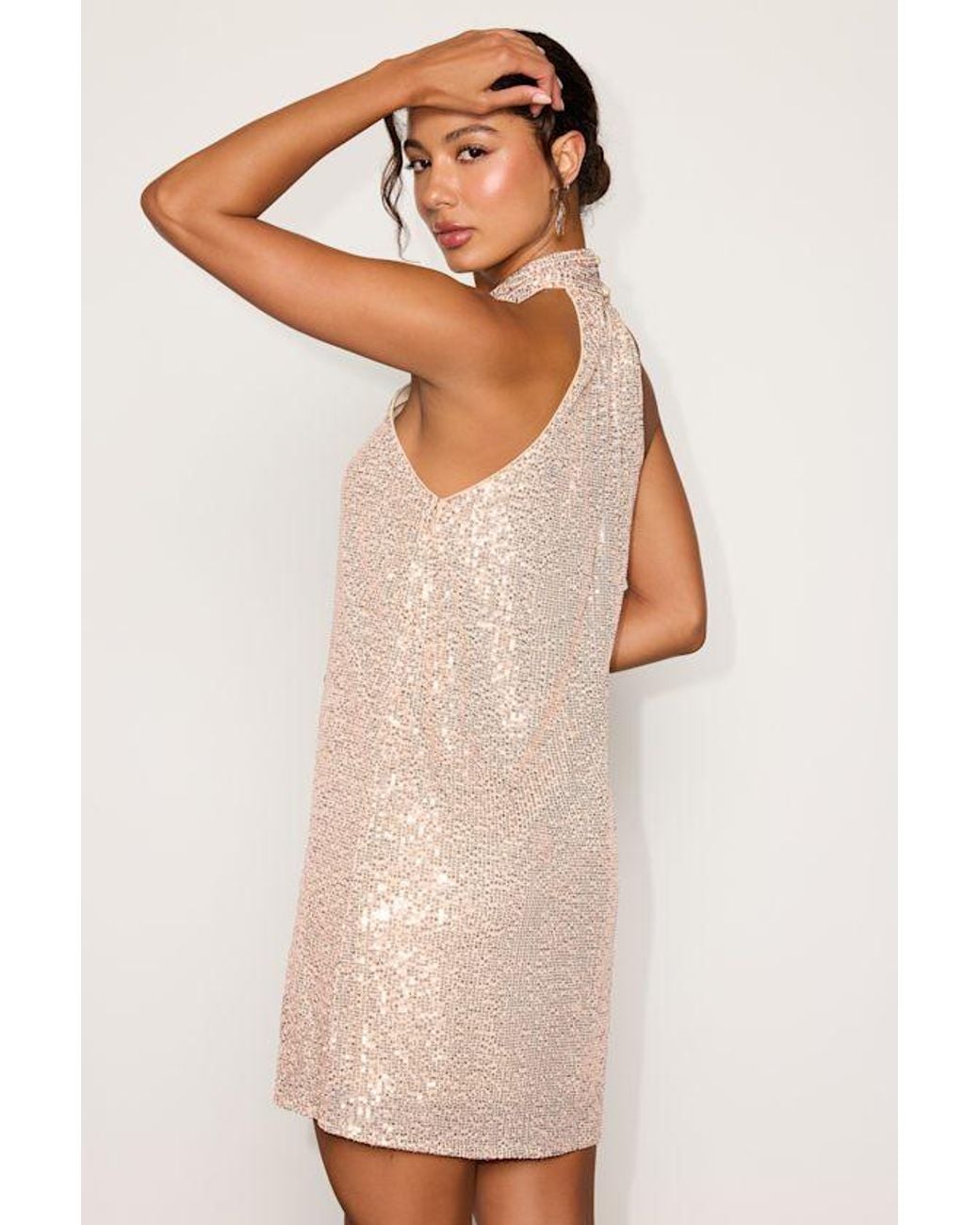 Lulus Natural Kaia Sequin Mini Dress