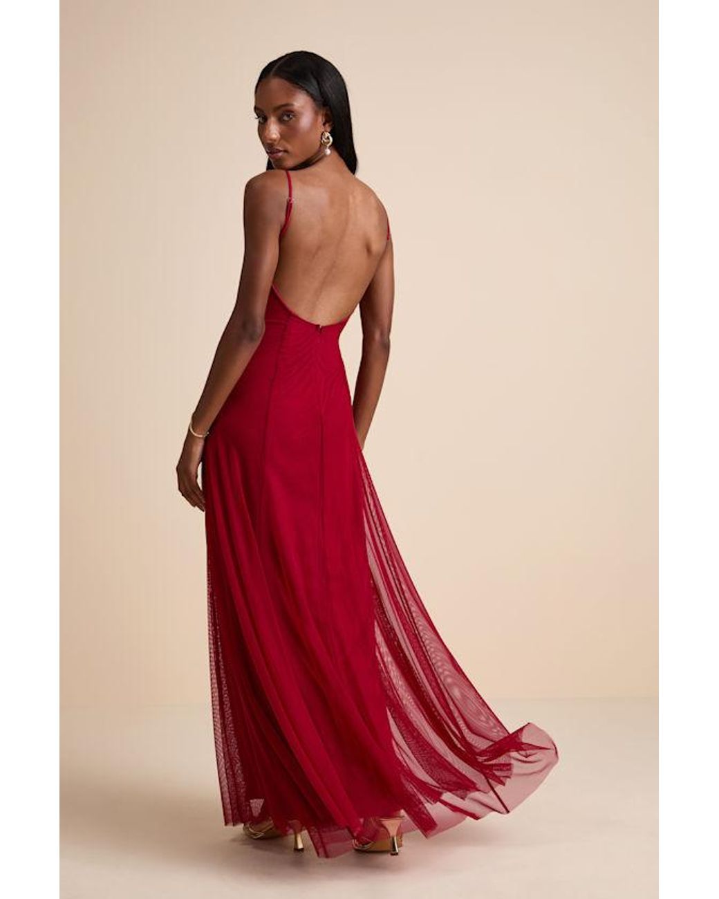 Lulus Red Atori Mesh Sleeveless Maxi Dress