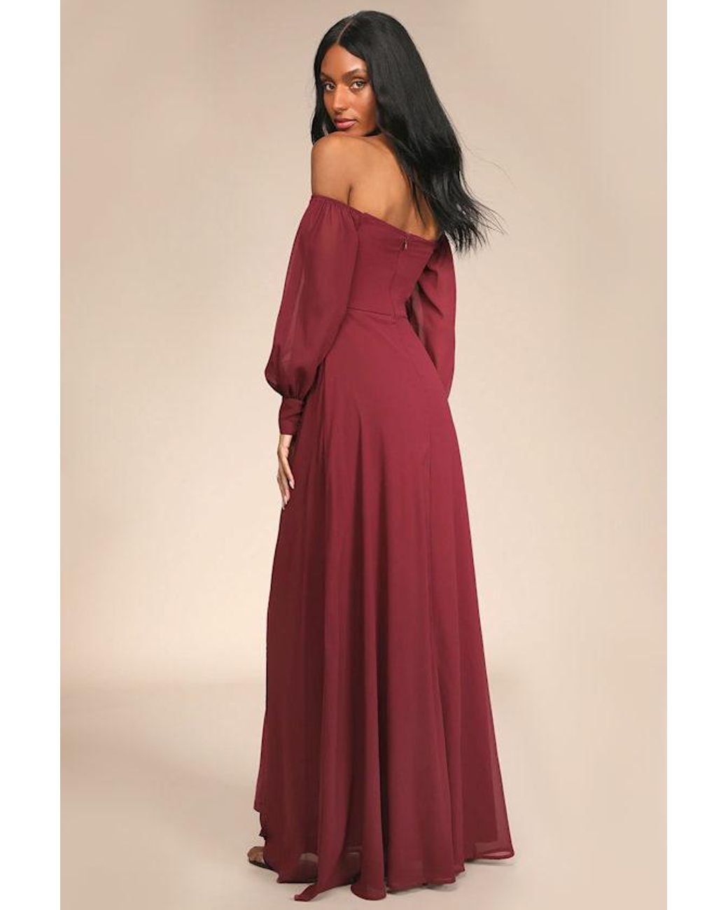 Lulus Red Feel The Romance Off-The-Shoulder Maxi Dress